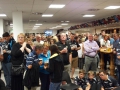 The crowd await the players post match